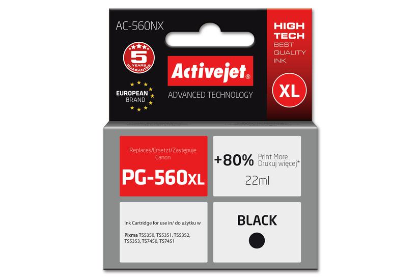 Activejet AC-560NX Printer Ink for Brother  Replacement Canon PG-560XL; Supreme; 22 ml; black
