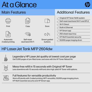 HP LaserJet Tank MFP 2604dw - multifunktionsprinter - S/H