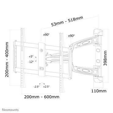 Neomounts LED-W700 beslag - fuld bevægelse - for LCD display - sølv