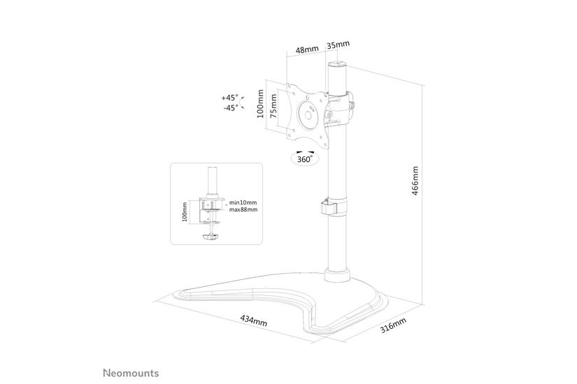 Neomounts NM-D335 st&auml;ll - fullst&auml;ndig r&ouml;relse - f&ouml;r LCD-display - svart