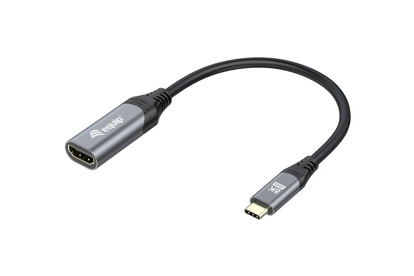 Equip 133492 videokabel adapter 0,15 m USB Type-C HDMI Sort, Gr&aring;