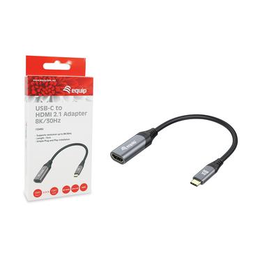 Equip 133492 videokabel adapter 0,15 m USB Type-C HDMI Sort, Gr&aring;
