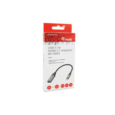 Equip 133492 videokabel adapter 0,15 m USB Type-C HDMI Sort, Gr&aring;