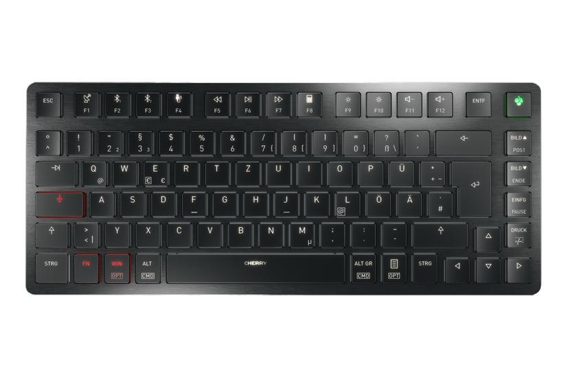 CHERRY KW X ULP 2.0 MINI tastatur Hjemme/kontor USB + RF Wireless + Bluetooth QWERTZ Tysk Sort