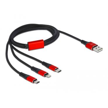 Delock 3 in 1 dedikerad laddningskabel - Lightning / USB 2.0 - 1 m