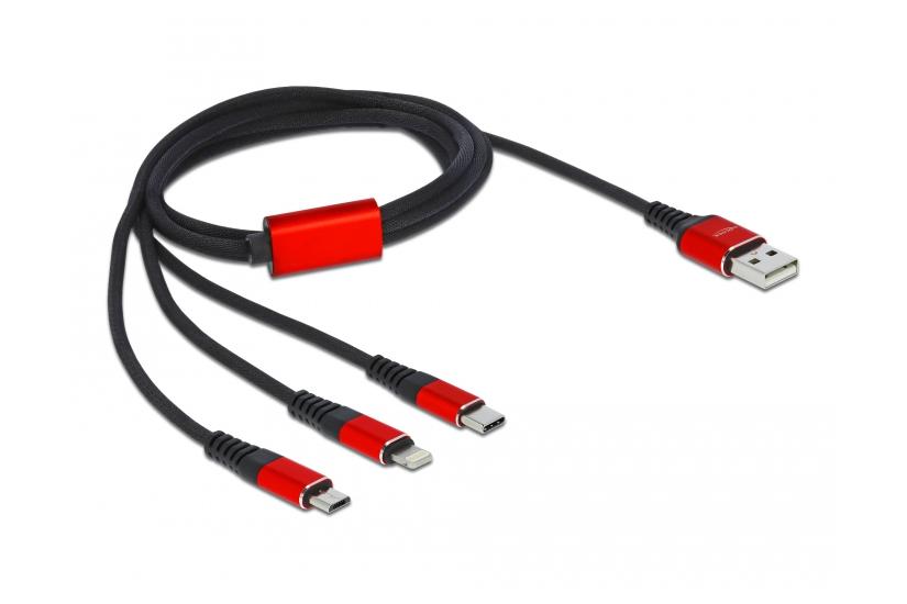 Delock 3 in 1 dedikerad laddningskabel - Lightning / USB 2.0 - 1 m