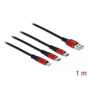 Delock 3 in 1 dedikerad laddningskabel - Lightning / USB 2.0 - 1 m