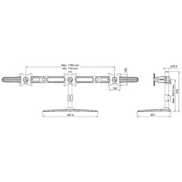 Multibrackets M VESA Desktopmount Triple Arm monteringssæt - for 3 LCD skærme - sort