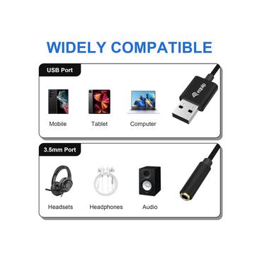 Equip 147945 lydkabel 0,15 m 3.5mm USB Type-A Sort