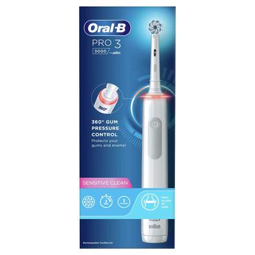 Oral-B Pro Sensitive Clean Pro 3 Voksen Roterende, pulserende tandb&oslash;rste Hvid