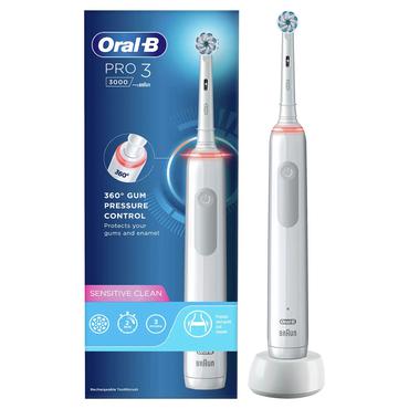Oral-B Pro Sensitive Clean Pro 3 Voksen Roterende, pulserende tandb&oslash;rste Hvid