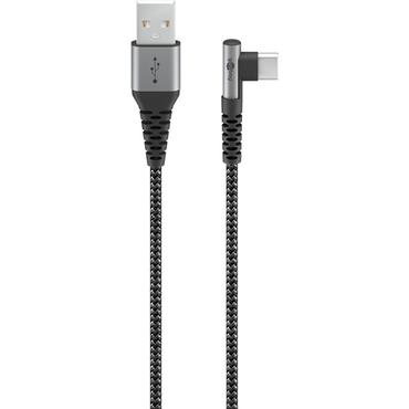 Goobay 64655 USB-kabel USB 2.0 0,5 m USB C USB A Sort, Gr&aring;