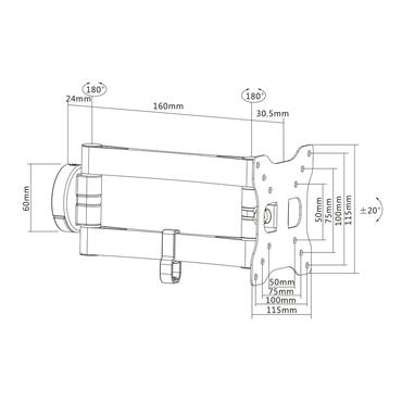 Multibrackets Flexarm M VESA Full-Motion II 50 75 100 konsol - fullst&auml;ndig r&ouml;relse - f&ouml;r LCD-display - svart