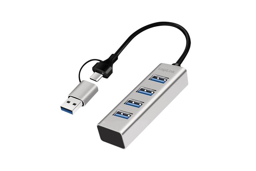 LogiLink UA0455 interface hub USB 3.2 Gen 1 (3.1 Gen 1) Type-A + Type-C 5000 Mbit/s Aluminium