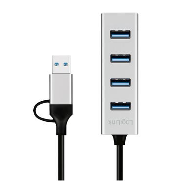LogiLink UA0455 interface hub USB 3.2 Gen 1 (3.1 Gen 1) Type-A + Type-C 5000 Mbit/s Aluminium
