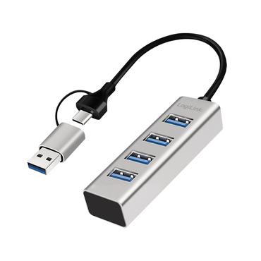 LogiLink UA0455 interface hub USB 3.2 Gen 1 (3.1 Gen 1) Type-A + Type-C 5000 Mbit/s Aluminium