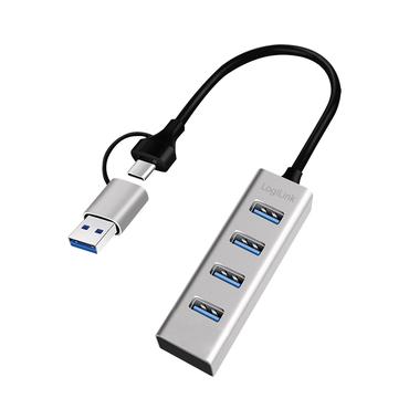 LogiLink UA0455 interface hub USB 3.2 Gen 1 (3.1 Gen 1) Type-A + Type-C 5000 Mbit/s Aluminium