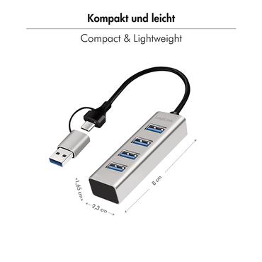 LogiLink UA0455 interface hub USB 3.2 Gen 1 (3.1 Gen 1) Type-A + Type-C 5000 Mbit/s Aluminium