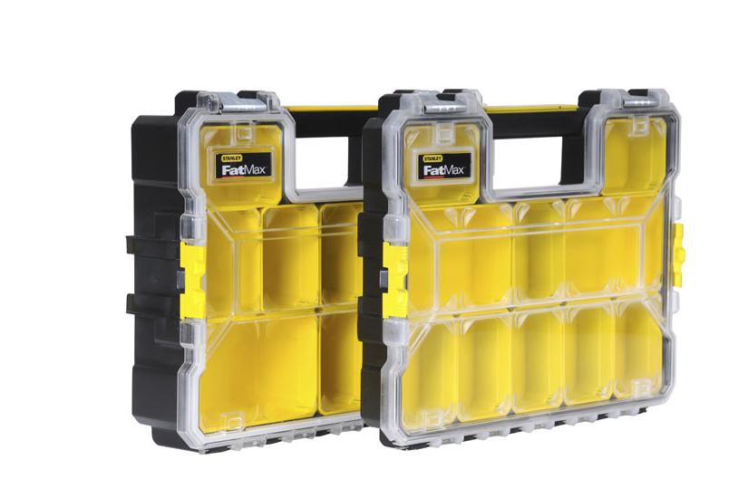 Stanley 1-97-518 v&aelig;rkt&oslash;jskasse og kasse &AElig;ske med sm&aring; dele Plast Sort, Transparent, Gul