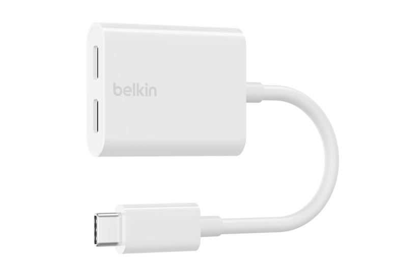 Belkin Connect Audio + Charge - USB-C till USB-C-h&ouml;rlurar/laddningsadapter - ljud/USB - 14 m