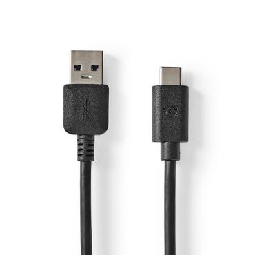 USB-Kabel / USB 3.2 Gen 1 / USB-A Male / USB-C Male / 5 Gbps / Vernikkeld / 2.00 m / Rond / PVC / Zwart / Doos