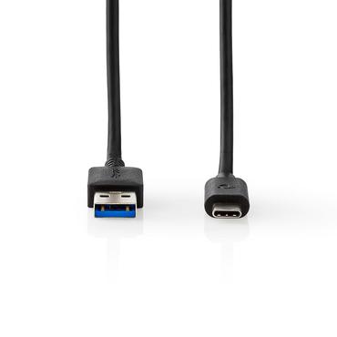 USB-Kabel / USB 3.2 Gen 1 / USB-A Male / USB-C Male / 5 Gbps / Vernikkeld / 2.00 m / Rond / PVC / Zwart / Doos