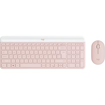 Logitech Slim Wireless Combo MK470 - sats med tangentbord och mus - QWERTY - USA, internationellt - rosa Inmatningsenhet