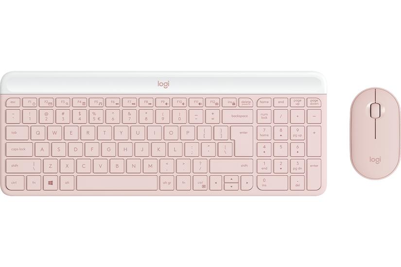 Logitech Slim Wireless Combo MK470 - sats med tangentbord och mus - QWERTY - USA, internationellt - rosa Inmatningsenhet