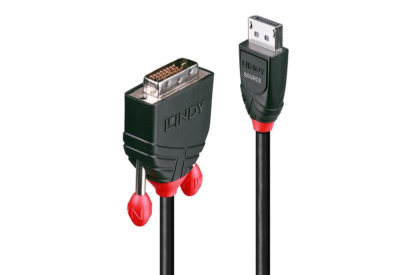 Lindy 41490 videokabel adapter 1 m DVI-D DisplayPort Sort