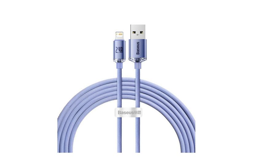 Kabel USB do Lightning Baseus Crystal Shine, 2.4A, 2m (fioletowy)