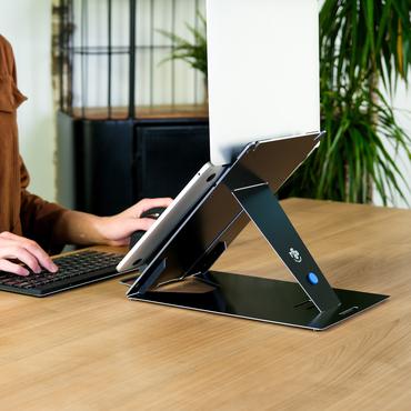 R-Go Tools Tablet- en laptopstandaard R-Go Riser Duo, geschikt voor 10-22 inch scherm, zwart