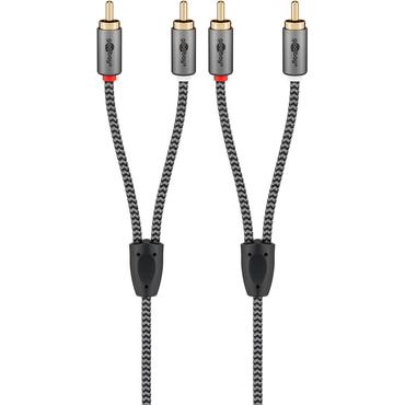 Stereo RCA Cable, 1 m, Sharkskin Grey