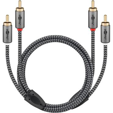 Stereo RCA Cable, 1 m, Sharkskin Grey