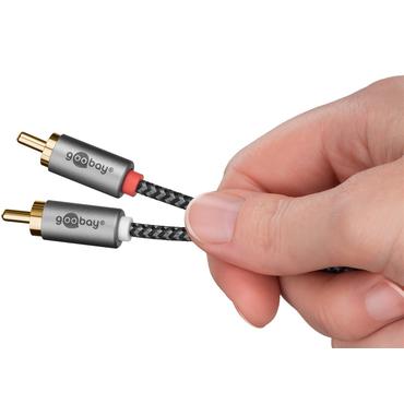 Stereo RCA Cable, 1 m, Sharkskin Grey