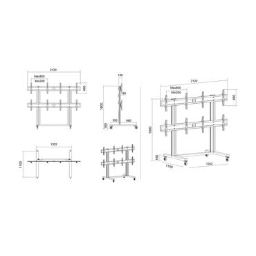 Multibrackets M Public Video Wall Stand 4-Screens st&auml;ll - f&ouml;r 4 LCD-bildsk&auml;rmar - svart