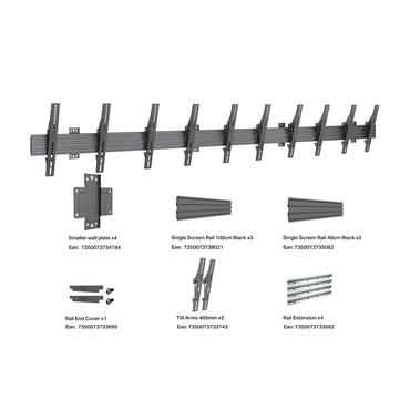 Multibrackets M Pro Series MBW5UP monteringssats - en sida - f&ouml;r 5 LCD-bildsk&auml;rmar - lutning - svart