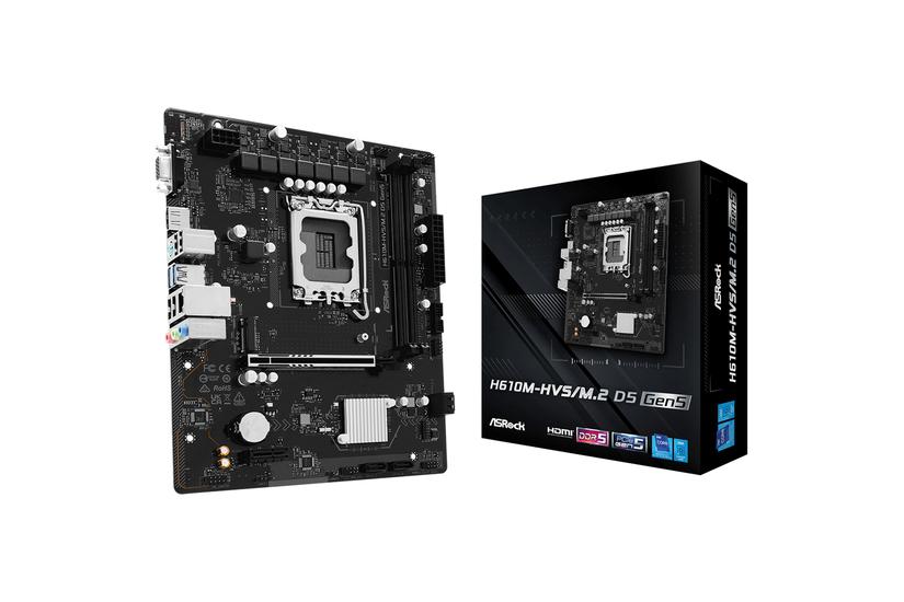 ASRock Moderkort - Intel H610 - LGA 1700 - Micro ATX - DDR5 - 2 minnesplatser - 1x M.2