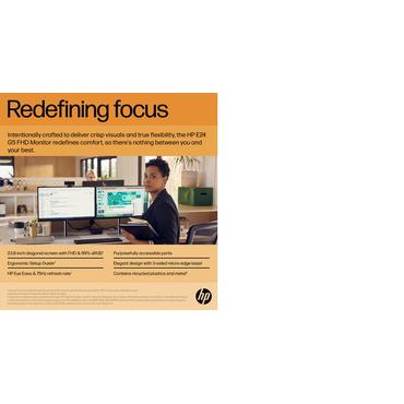HP E24 G5 skærm - LED baglys - 23.8" - IPS - 5ms - Full HD 1920x1080 ved 75Hz