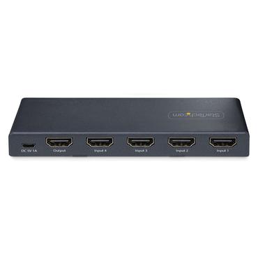 StarTech.com 4-Port 8K HDMI Switch, HDMI 2.1 Switcher 4K 120Hz HDR10+, 8K 60Hz UHD, HDMI Switch 4 In 1 Out, Auto/Manual Source Switching, Remote Control and Power Adapter Included - 7.1 Channel Audio/eARC (4PORT-8K-HDMI-SWITCH) - video-/audioswitch - 4 porte
