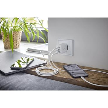 Intenso W65ACC str&ouml;madapter - GaN - 2 x USB-C, USB typ A - 65 Watt (paket om 2)