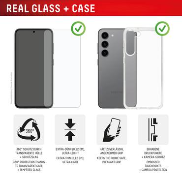 Displex Screen Protector + Case for Samsung Galaxy S24/S25, Eco Mounting Frame, scratch resistant
