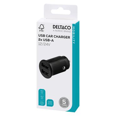 DELTACO USB-CAR124 str&ouml;madapter f&ouml;r bil - USB - 12 Watt