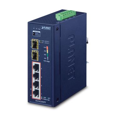 PLANET IGS-624HPT netværksswitch Ikke administreret Gigabit Ethernet (10/100/1000) Strøm over Ethernet (PoE) Blå