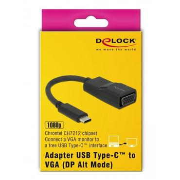 Delock Adapter USB Type-C male > VGA female - videokonverterare - Chrontel CH7212 - svart