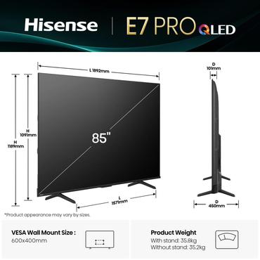 Hisense 85E77Q PRO 215cm 85" 4K QLED Smart TV Fernseher
