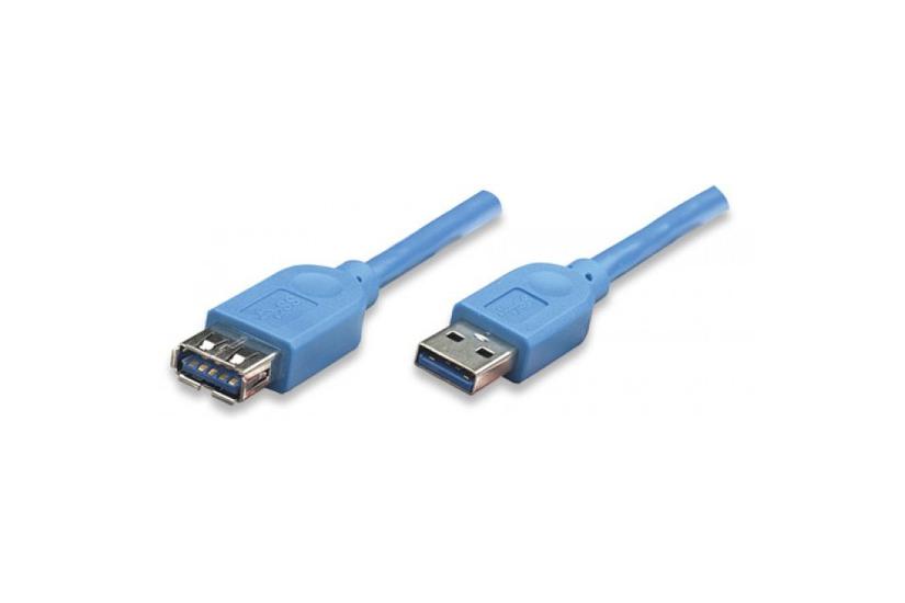 Techly ICOC-U3-AA-10-EX USB-kabel USB 3.2 Gen 1 (3.1 Gen 1) 1 m USB A Bl&aring;