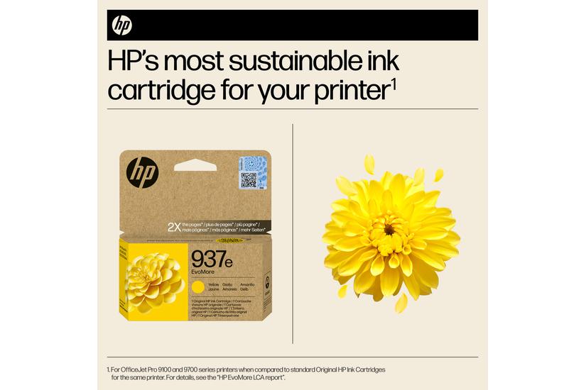 HP Original 937e EvoMore-blækpatron, gul