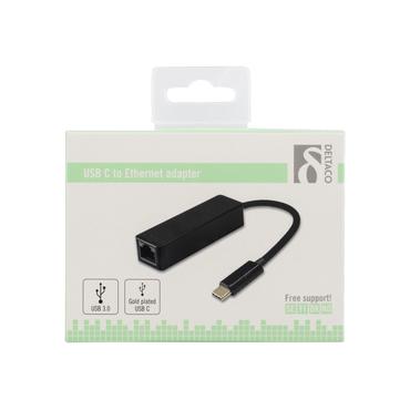 DELTACO USB-C til RJ45 sort