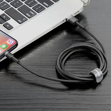 Baseus Kevlar USB-Cable with Lightning 1.5A 2 m - Grey/Black