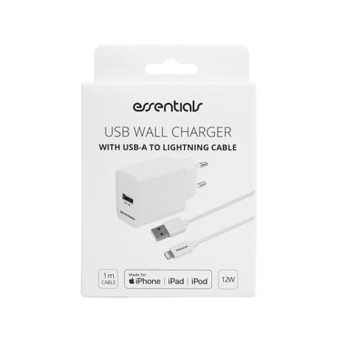 Essentials 1110145 oplader til mobil enhed Universel Hvid Vekselstr&oslash;m Indend&oslash;rs